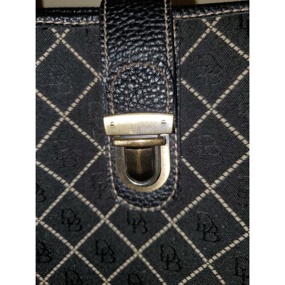 Dooney & Bourke Monogram Logo Canvas Leather Trim Shoulder Tote Bag - Picture 3 of 15